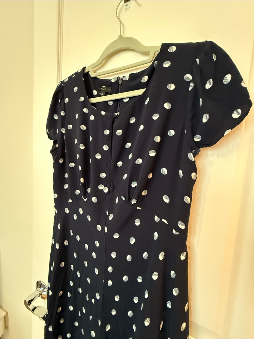 Talbots Navy Blue Polka Dot Midi Dress